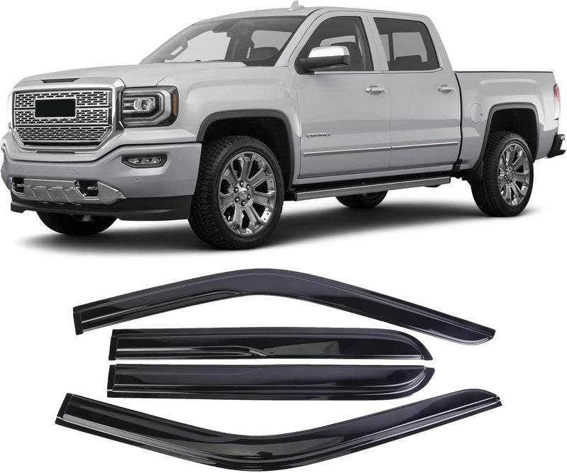 WONSABON Window Visors Rain Guards Deflector 4 Piece Set for 2014-2018 Chevrolet Silverado & GMC Sierra 1500 2500HD 3500HD Crew Cab 94536 - Image 1